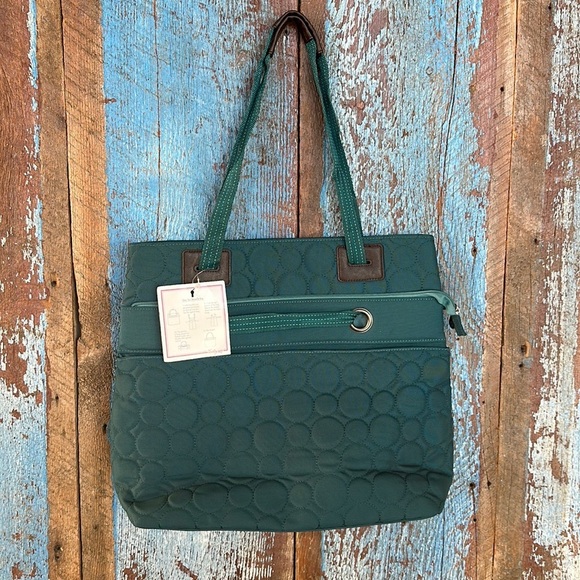Thirty One Vary You Versatile Bag Tote Teal Blue Quilted Dots - Picture 1 of 8